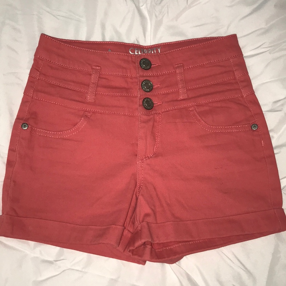 Celebrity Pink Jeans - Salmon High-rise Shorts